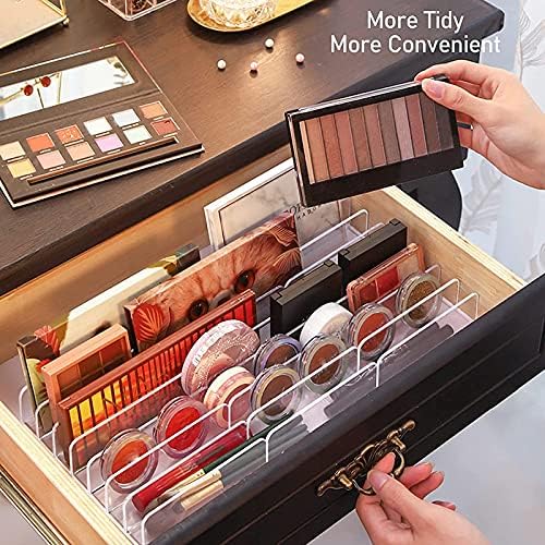 VALINK Acrylic Makeup Eyeshadow Palette Organizer, Eyeshadow Palette Makeup Organizer Acrylic Vertical Accessories Storage Stand 7 Section for Countertop Vanities Cabinets