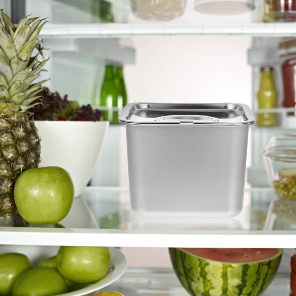 Zerodeko 1 Quart Freezer Ice Cream Storage Container With Lid - Airtight Stainless Steel Freezer Container, Reusable Metal Box For Homemade Ice Cream & Yogurt