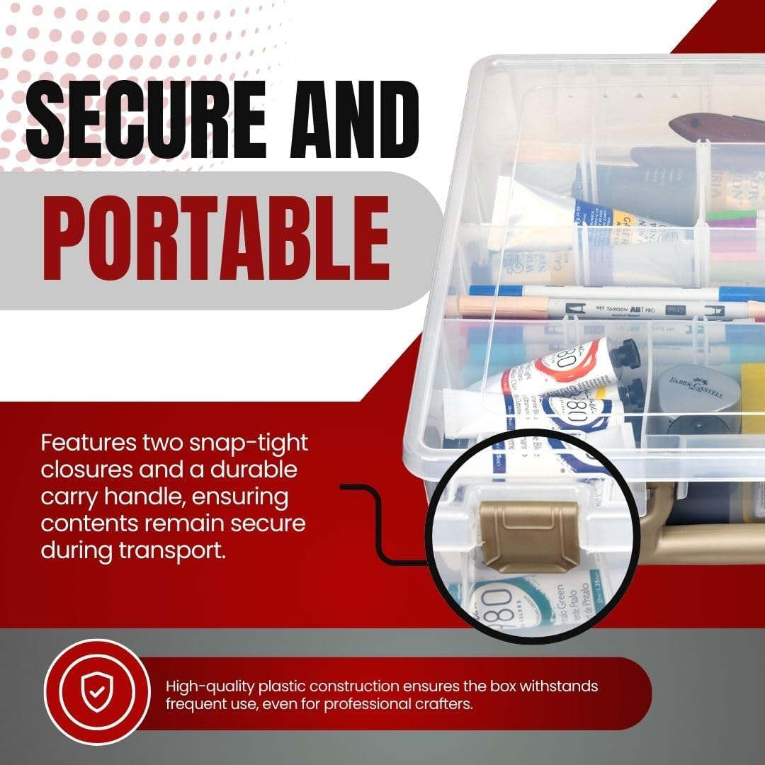 ArtBin 9007AB Super Satchel with Removable Dividers, Portable Art & Craft Organizer with Handle, [1] Plastic Storage Case, Clear