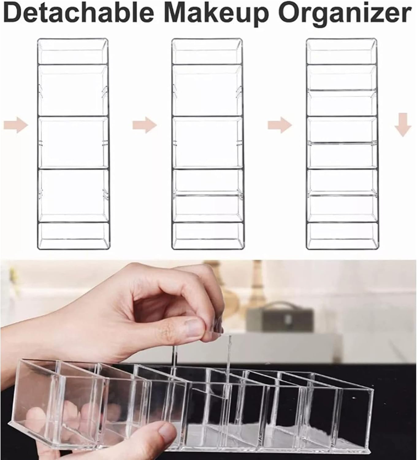 Clear Acrylic Makeup Stand with 8 Compartments Eyeshadow Palette Organizer Cosmetic Display Holder