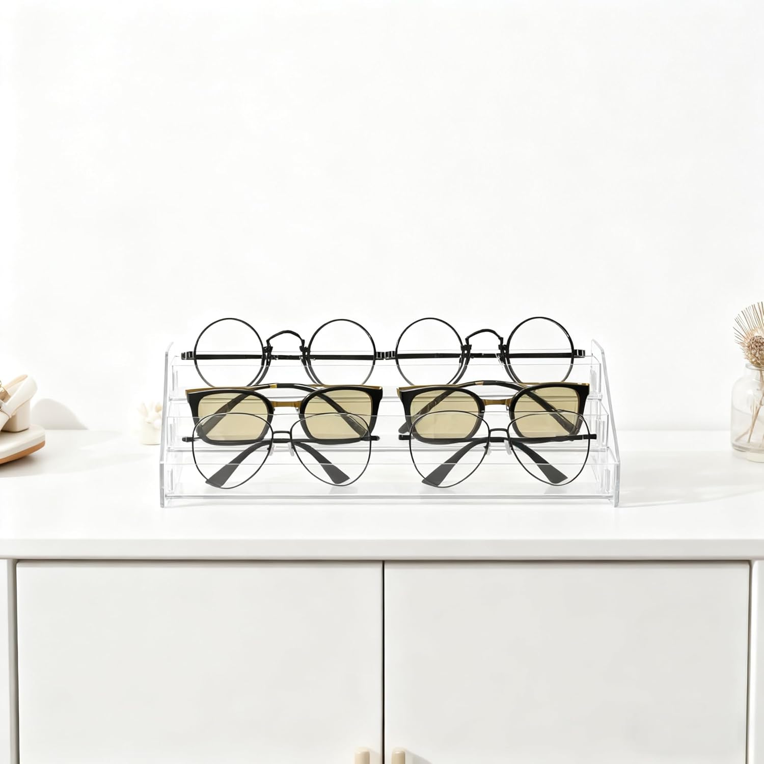 Sunglasses Organizer - Clear Eyeglasses Display - Eyeglasses Storage - Essential Oils Holder- Nail Polish Organizer(3 Layer)