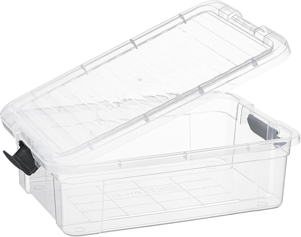 Superio Storage Bins with Lids- 6 Pack, 7.4 Qt Clear Boxes for Organizing, Stackable Plastic Containers- BPA Free, Non-Toxic, Odor Free, Organizer for Home, Office, Dorm