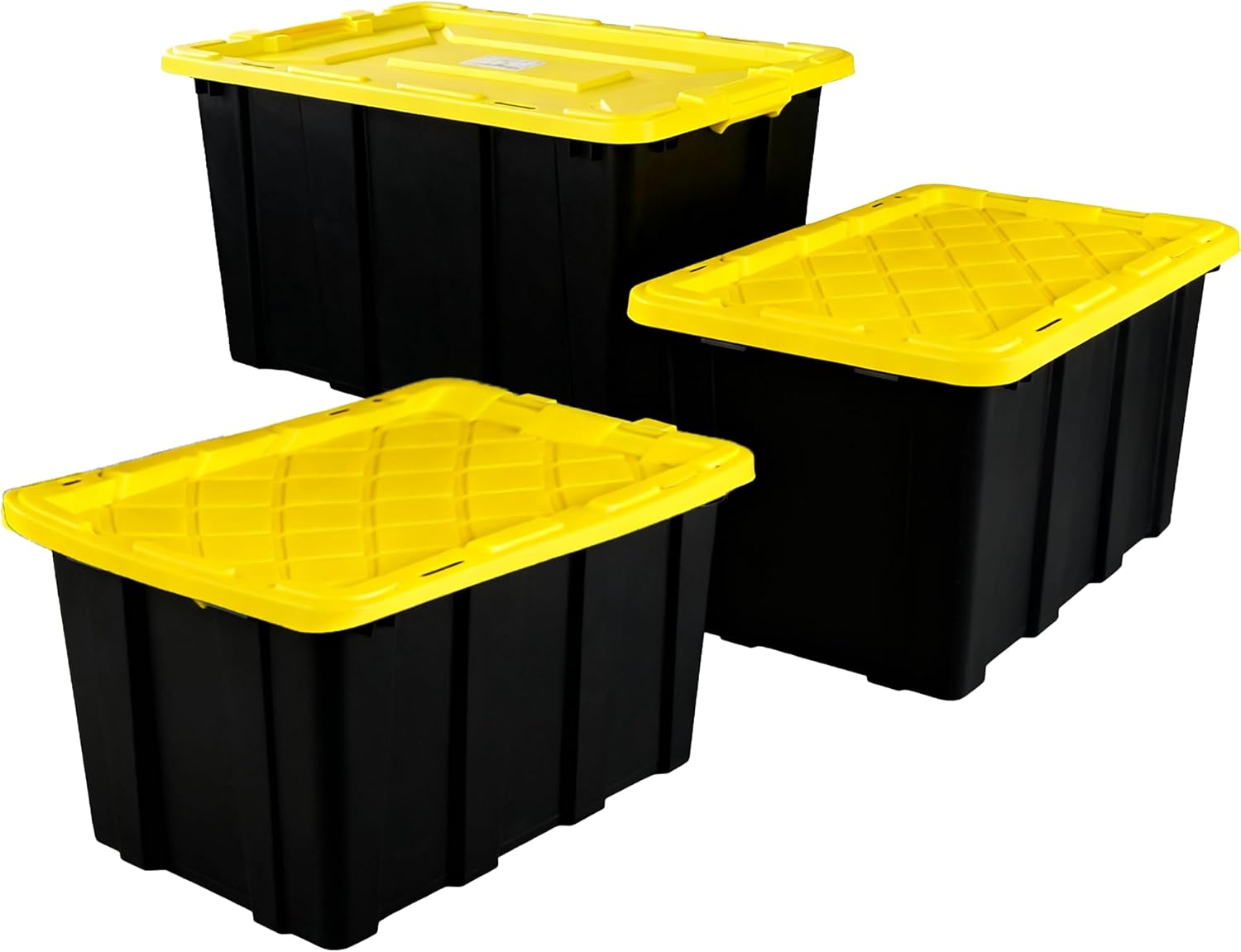 4-Pack Industrial Tote, Plastic Storage Container Bins with Lids, 27 Gallon - Heavy-Duty Organizing Containers for Home, Warehouse, and Transport