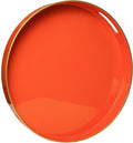 Spsyrine Round Orange Decorative Tray, 13" Plastic Serving Table Tray with Handles for Breakfast, Coffee Table, Bathroom, Kitchen, Living Room