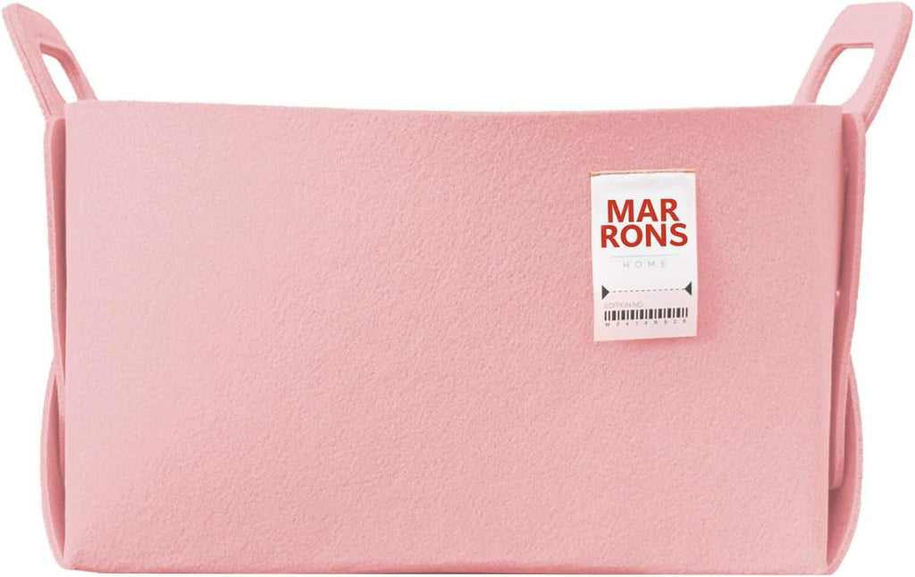 Collapsible Felt BABYPINK Storage Bin Large 14.6"x9.4"x9.4" – Foldable Basket with Handles for Closet, Laundry Room Organization, Toy Storage, Decorative Storage Bins for Shelves, Nursery