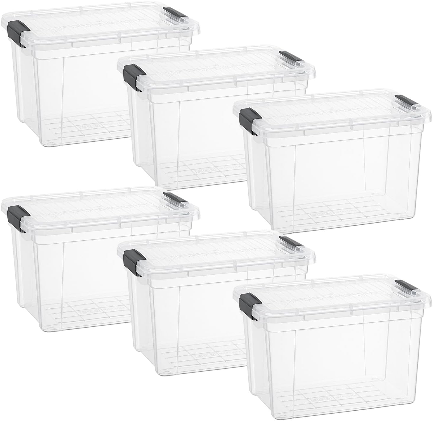 Superio Clear Storage Boxes with Lids, Plastic Container Bins for Organizing, Stackable Crates, BPA Free, Non Toxic, Odor Free, Organizers for Home, Office, School, and Dorm,12 Qt, 6 Pack