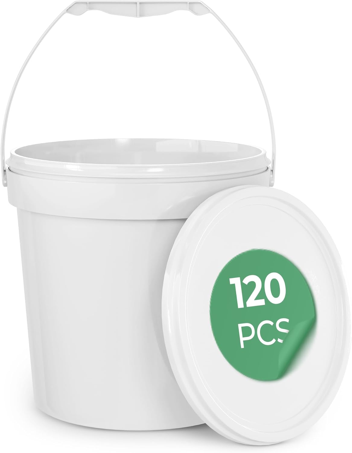 EconoHome 1 Gallon Food Grade Round Plastic Bucket - Food Storage Deli Containers with Lids Ideal for Ice Cream, Soup, and Prep Containers - BPA-Free, Premium HDPE - 120 Pack