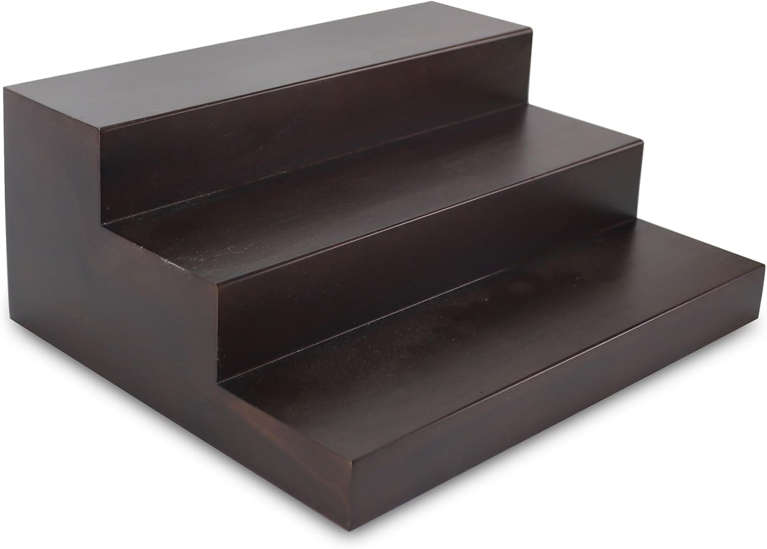 BARsics 3 Tiered Walnut Wood Liquor Bottle Shelf, Back Bar Riser Display 15x12x6 inch