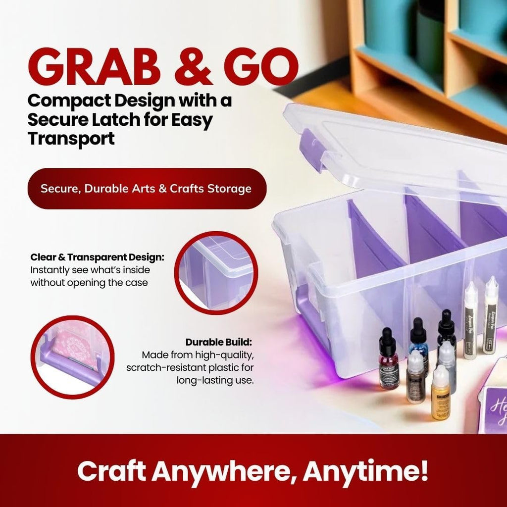 ArtBin Semi Satchel Portable Craft Organizer with 3 Dividers - Clear Plastic Storage Case for Art & Craft Supplies