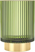 Makeup Brush Holder Organizer, Heavy Crystal Glass Brush Storage Holder, Vintage Cosmetic Make Up Bathroom Brushes Cup Pen Pencil Toothbrush Holder Striped Vase (Large (green))