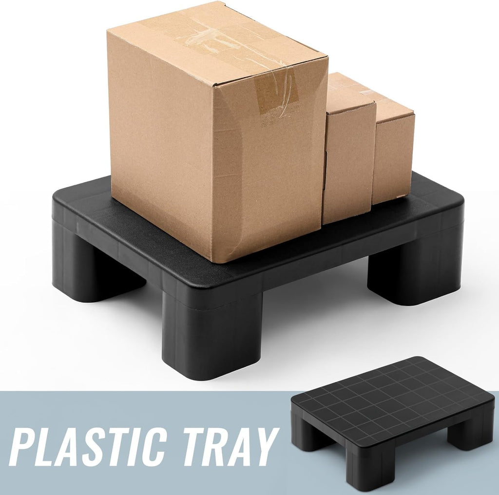 1 Pcs Plastic Pallet for Basement Storage Easy Stack Lightweight Floor Pallet Display Flooring Room Supermarket Christmas, Support up to 2000 Lbs (15.7'' L X 12'' W X 4.7'' H,Black)