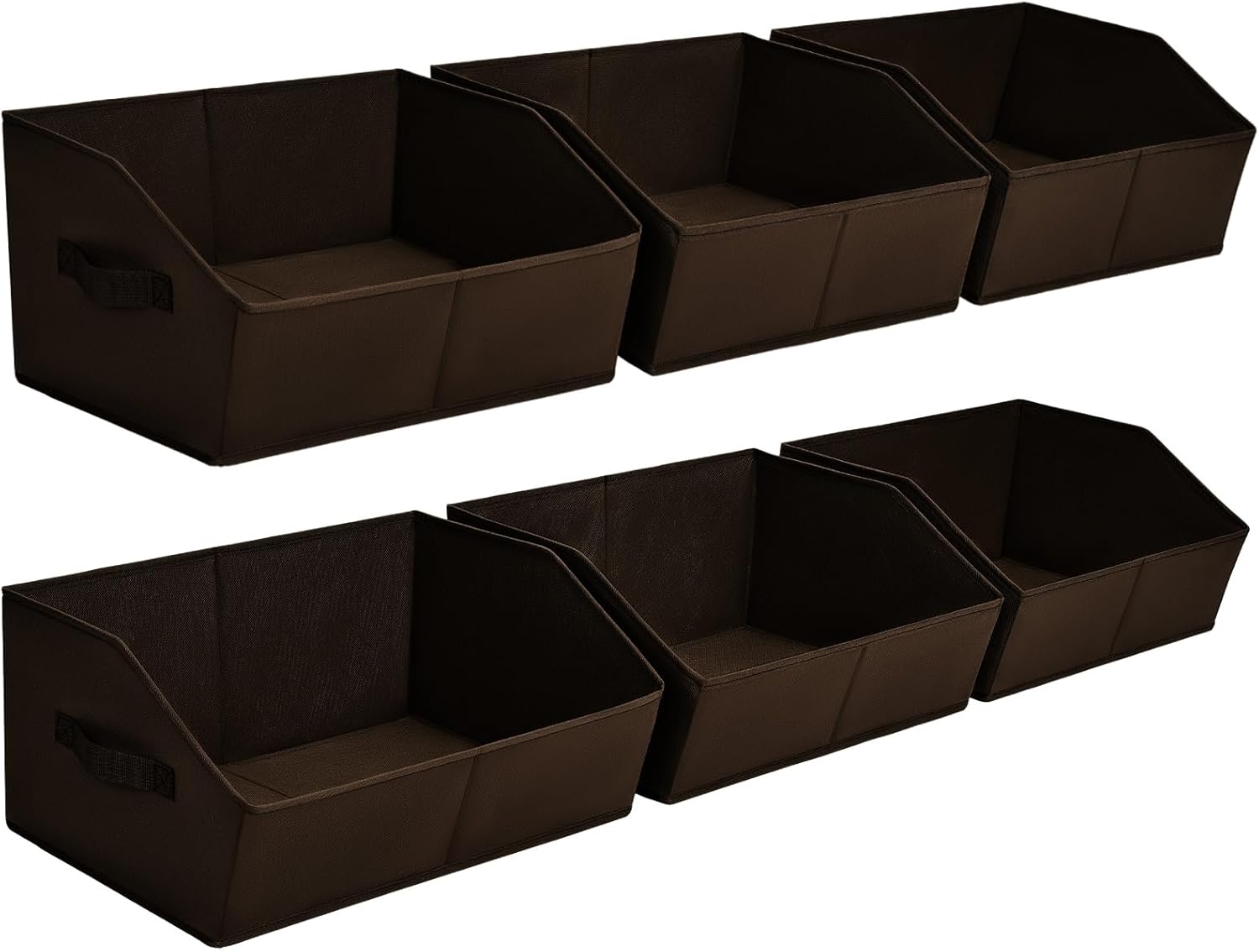 Trapezoid Closet Storage Bins - Large Fabric Baskets for Organizing, Storage Baskets for Shelves, Cube Organizer Bins for Home, Closet, Dorm, 6 Pack, Brown