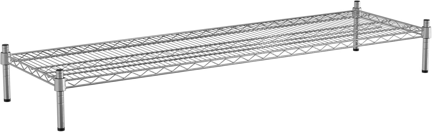 18" x 60" NSF Chrome Wire Stationary Dunnage Storage Rack with 8" Posts, Ideal for Commercial Kitchen, Home, Garage, Warehouse, Shelters