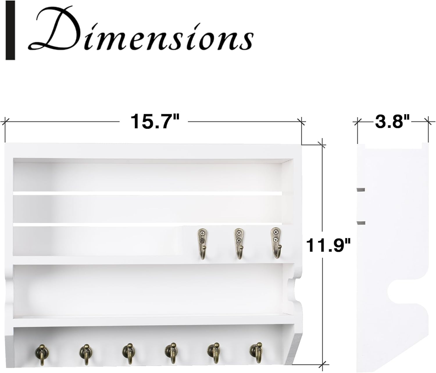 Innovation Key Holder for Wall, Mail Organizer with Key Hooks, Keys Holder on Wall, White