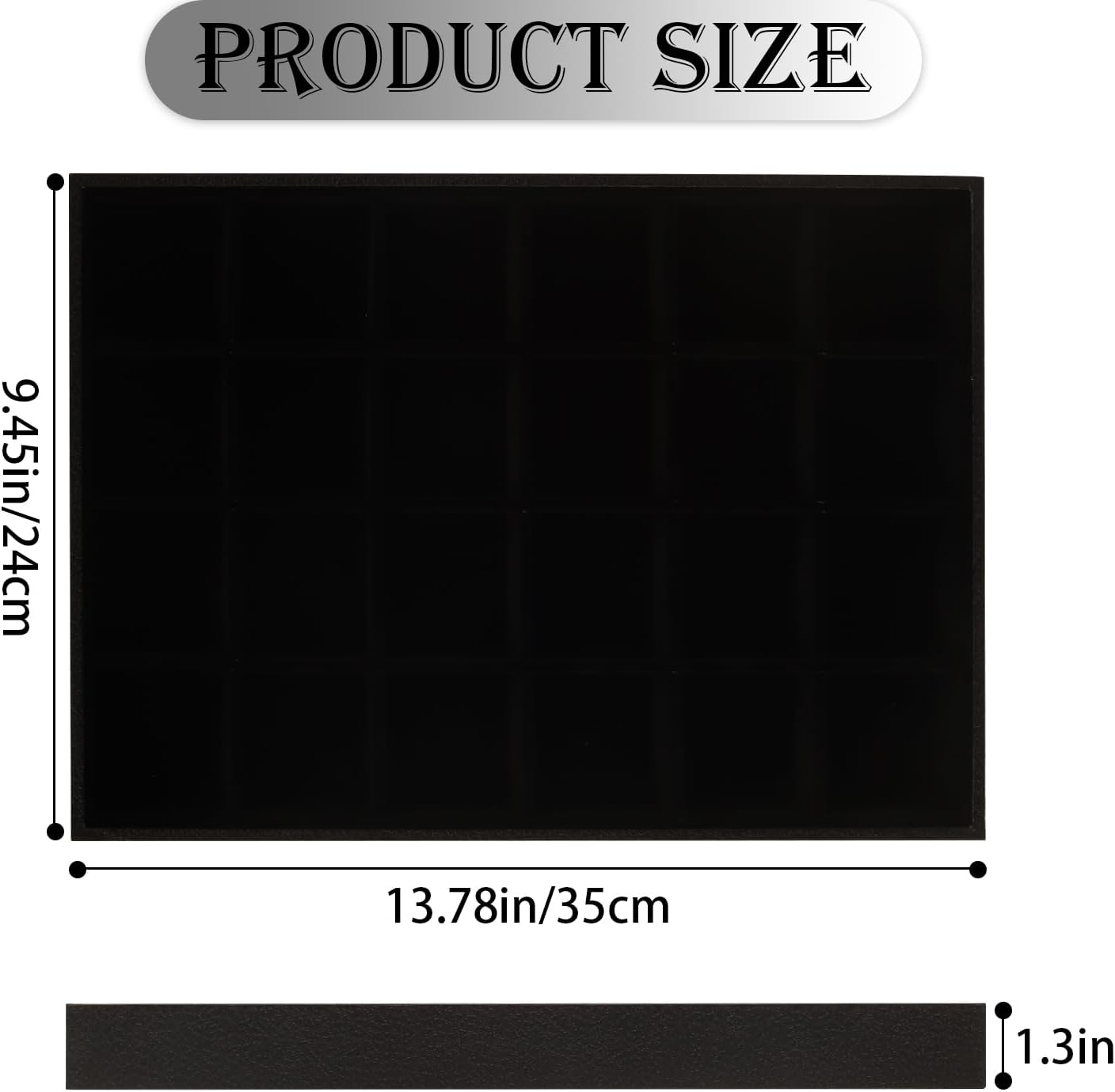 Rocutus Jewelry Organizer Tray,3 Pack Velvet 24 Grid Earring Holder Stackable Jewelry Tray Ring Storage Organizer, Velvet Jewelry Box, Gray, 14x10 - Necklace & Dresser Storage