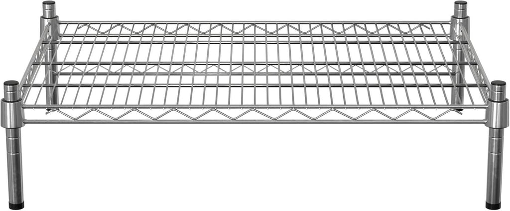 21" x 30" NSF Chrome Wire Stationary Dunnage Storage Rack with 8" Posts, Ideal for Commercial Kitchen, Home, Garage, Warehouse, Shelters