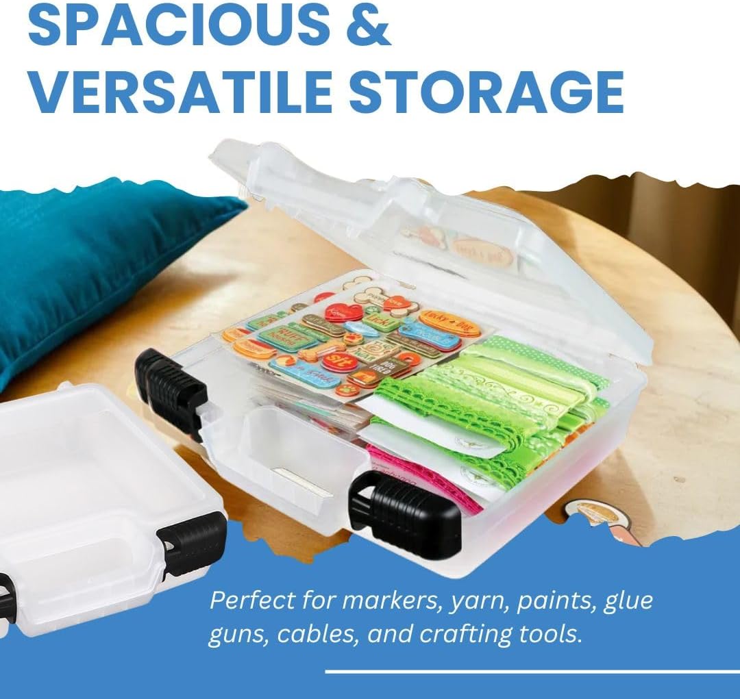 ArtBin 6972AB 10 inch Quick View Deep Base Carrying Case, Portable Art & Craft Organizer with Handle, [1] Plastic Storage Case, Translucent