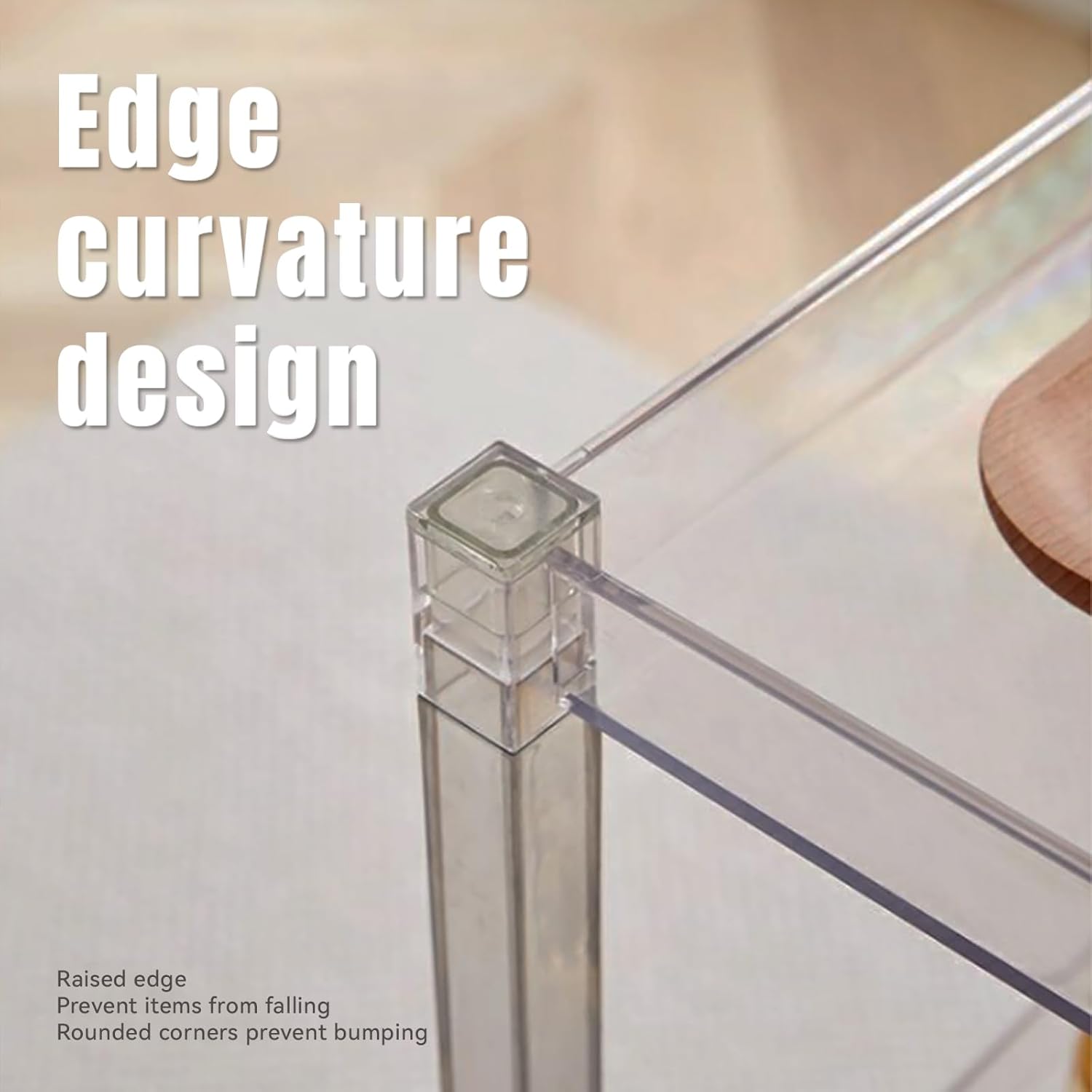 Acrylic Utility Rolling Cart, 3-Tier Clear Acrylic Storage Cart with Pulling Handle & 4 Wheels for Kitchen Dining Bathroom Laundry, Multifunction Serving Trolley for Small Spaces (Transparent)