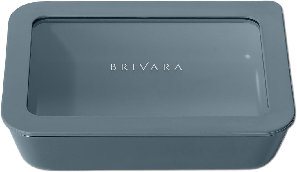 Ceramic Coated Glass Food Storage Container | No PTFE, PFOA, PFAS, and BPA | Reusable Non Toxic Meal Prep Container with Glass Lid | Easy To Store | 3 Cup Rectangle [Dusk]