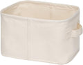 Decorative Basket Rectangular Fabric Storage Bin Organizer Basket with Handles for Clothes Storage (14.5 x 10.2 x 6.2, Beige)