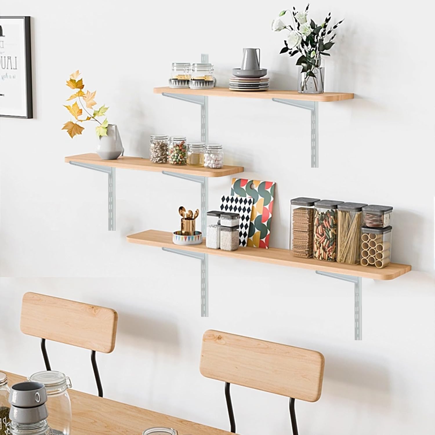 10 Pack 16.5‑Inch Adjustable Wire Shelf Brackets – Heavy‑Duty Double‑Track Closet & Wall Shelving System Supports（White）