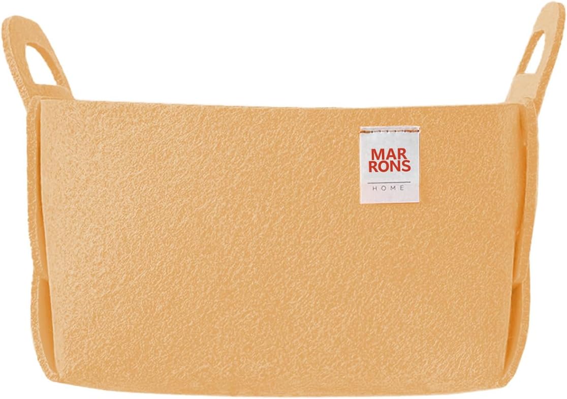 Collapsible Felt APRICOT Storage Bin Small 7.1"x5.1"x5.1" – Foldable Basket with Handles for Closet, Toy Storage, Laundry Room Organization, Decorative Storage Baskets for Shelves, Nursery