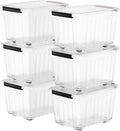 Nazhura 97Quart Plastic Storage Bin, Stackable and Nestable Storage Boxes with Clear Lids and Secure Latching Buckles, Large Storage Container (Clear, 97Quart-6Pack)