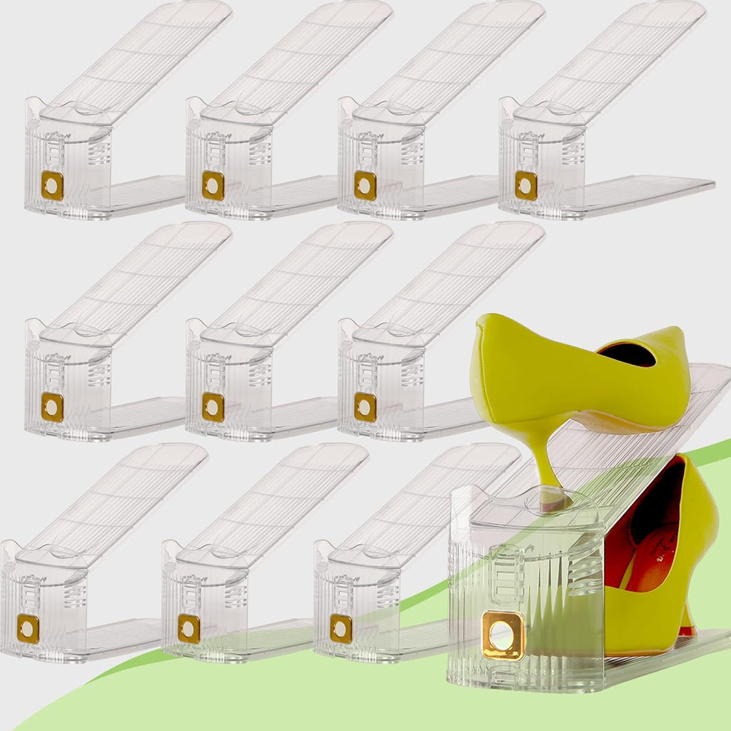 10 Pack Shoe Slots Organizer, Shoe Stackers Organizer for Closet Adjustable Shoe Holder Space Saver 50% Shoes Racks for Closet Organization