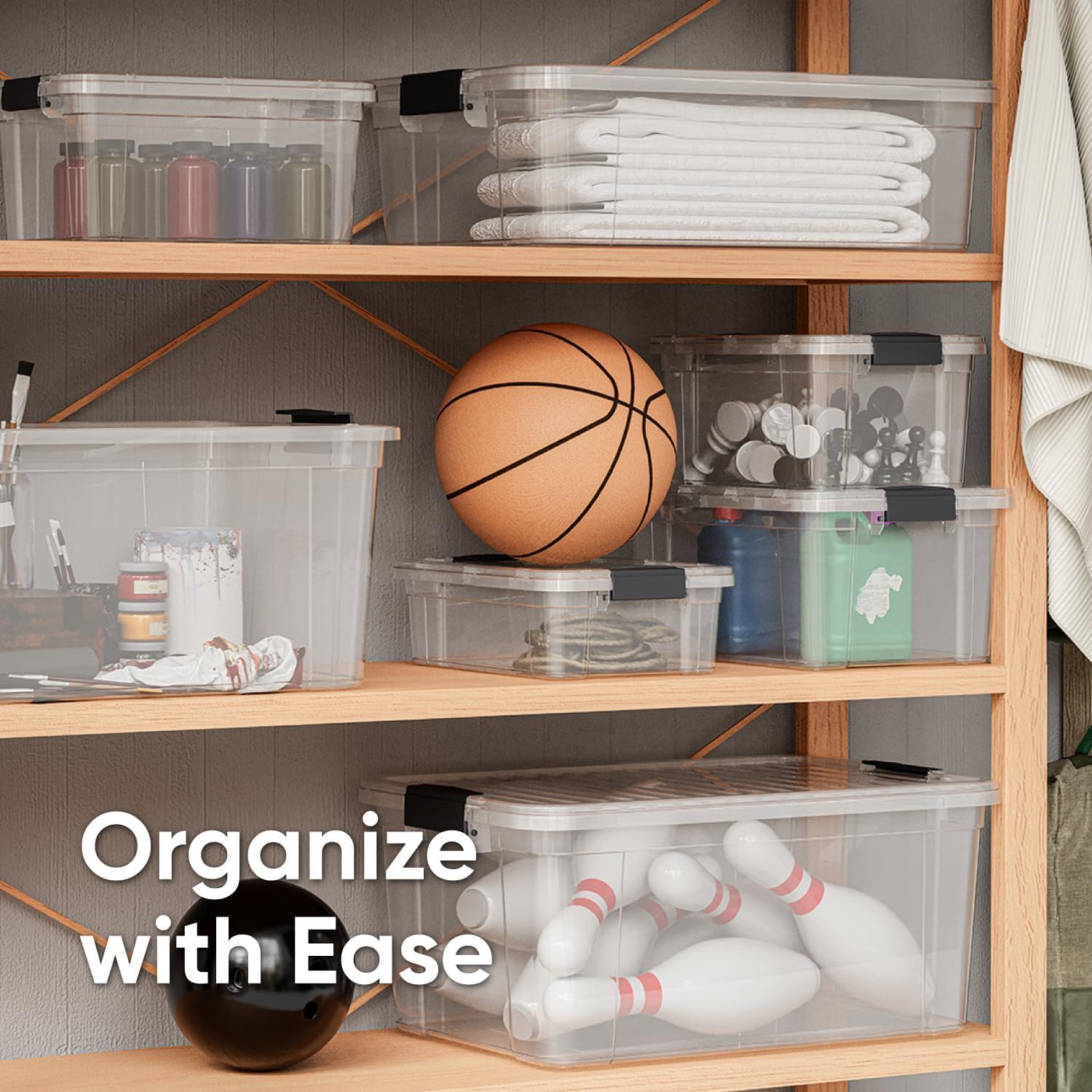 Superio Storage Bins with Lids- 8 Pack, 4.5 Qt Clear Boxes for Organizing, Stackable Plastic Containers- BPA Free, Non-Toxic, Odor Free, Organizer for Home, Office, Dorm