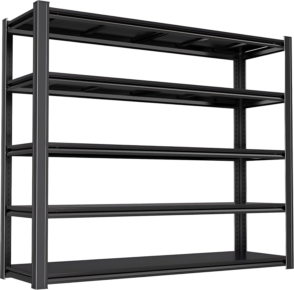 Industrial Storage Rack,Heavy-Duty Steel Shelving Unit,Multi-Purpose Garage Organization System Black 72" H x 62" W x 23.5" D 5-Tier