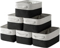 TheWarmHome Storage Bins for Shelves - 6 Pack 11.8x7.8x5.2 inch Collapsible Storage Cubes, Basket for Gifts Empty Closet Organizing Dog Toy Box (White & Black)