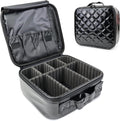 Travel Makeup Bag Makeup Cosmetic Train Case Organizer Portable Storage Bag with Adjustable Dividers for Cosmetics Makeup Brushes Toiletry Jewelry Black Laser Grid Pattern