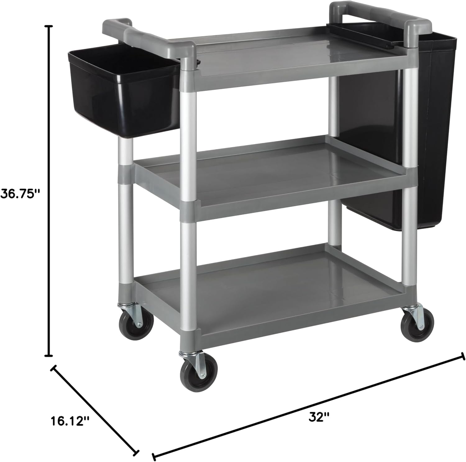 Winco Utility Cart , 32"L x 16-1/8"W x 36-3/4", Gray