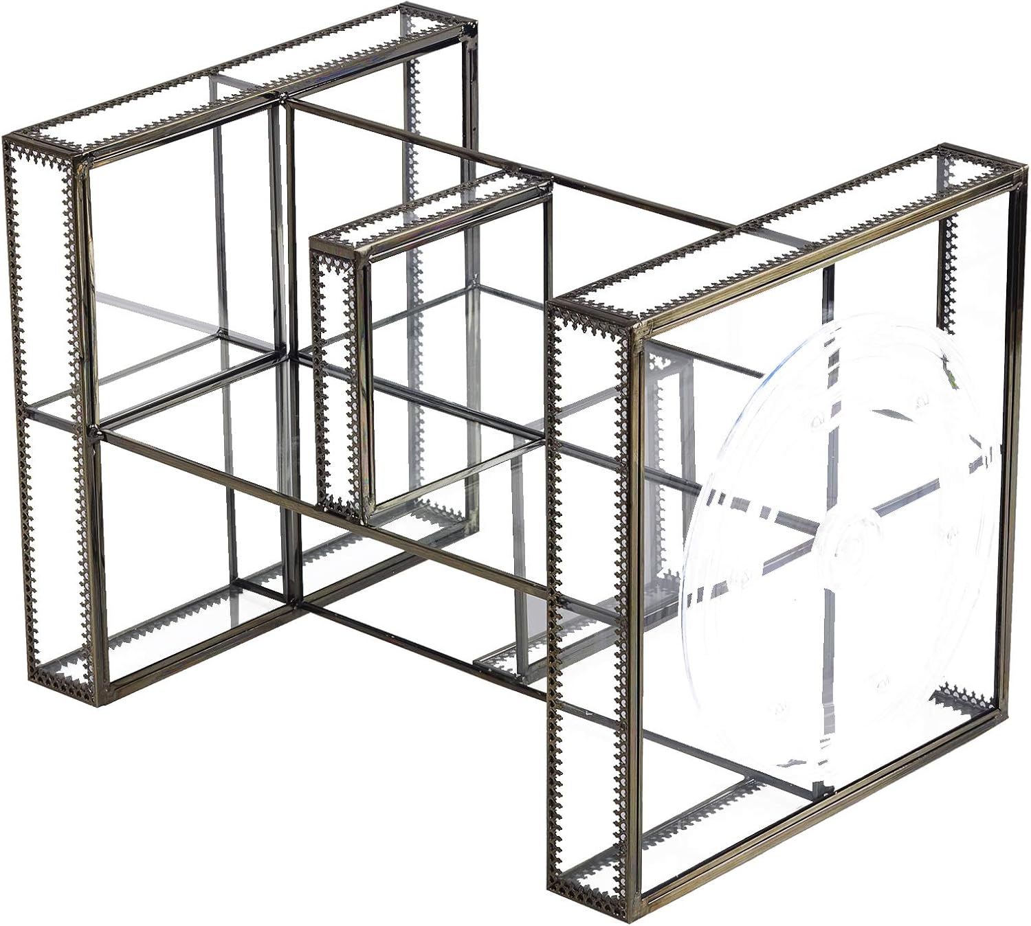 Vintage Glow Antique 360 Degree Rotating Makeup Organizer,4-Tier Spinning Perfume Tray,Countertop Cosmetic Storage ,Glass Beauty Display,Retro Large Capacity Vanity Organizer for Brushes Skincare