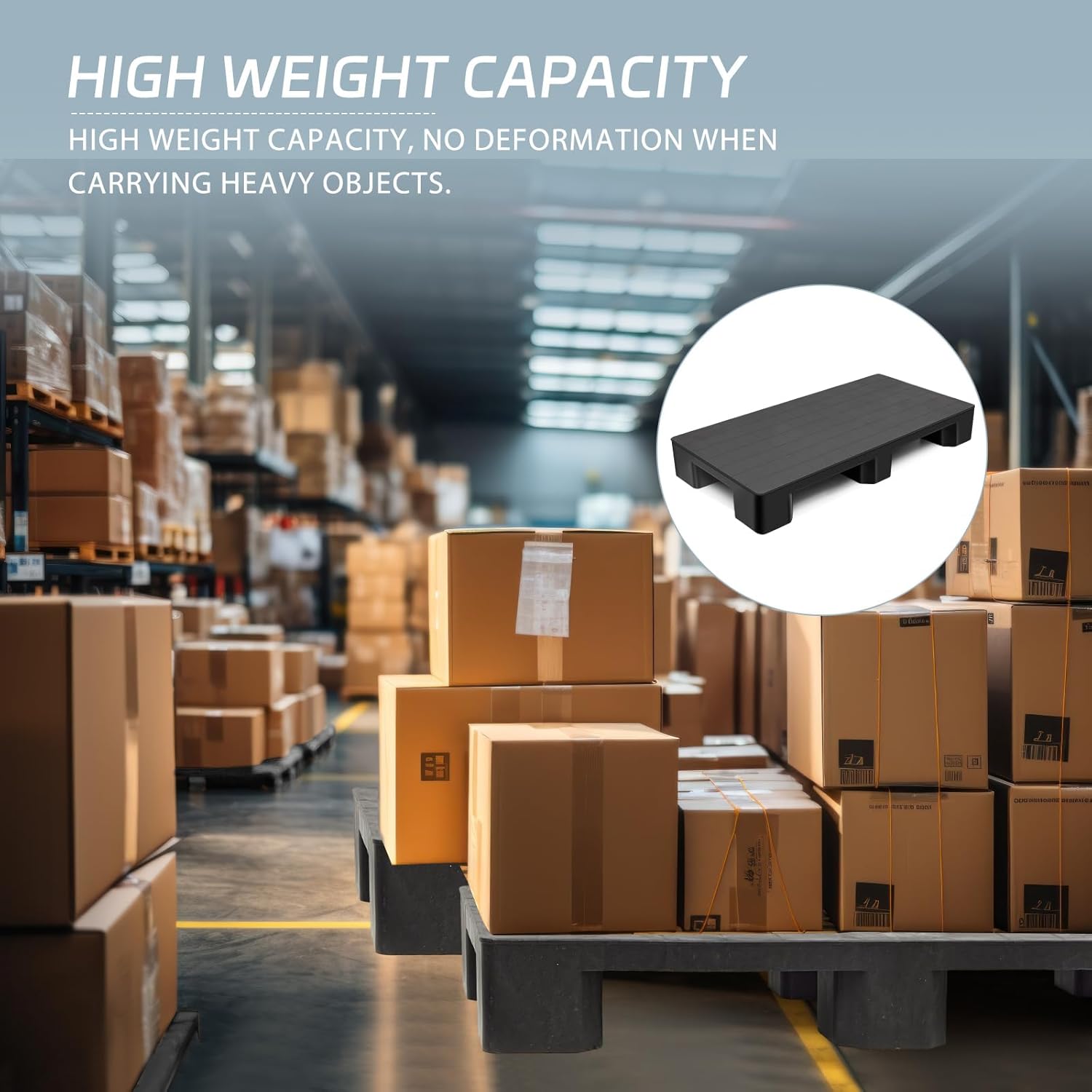 1 Pcs Plastic Pallet for Basement Storage Easy Stack Lightweight Floor Pallet Display Flooring Room Supermarket Christmas, Support up to 2000 Lbs (40'' L X 20'' W X 5.5'' H,Black)