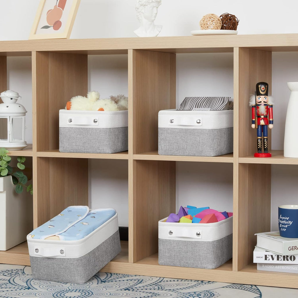 Bidtakay Small Storage Baskets for Organizing [4-Pack] Fabric Storage Bins for Baby Organizer Shelf Baskets for Nursery Storage Collapsible Closet Storage Bins for Home Organization - 11.8x7.8x5 In