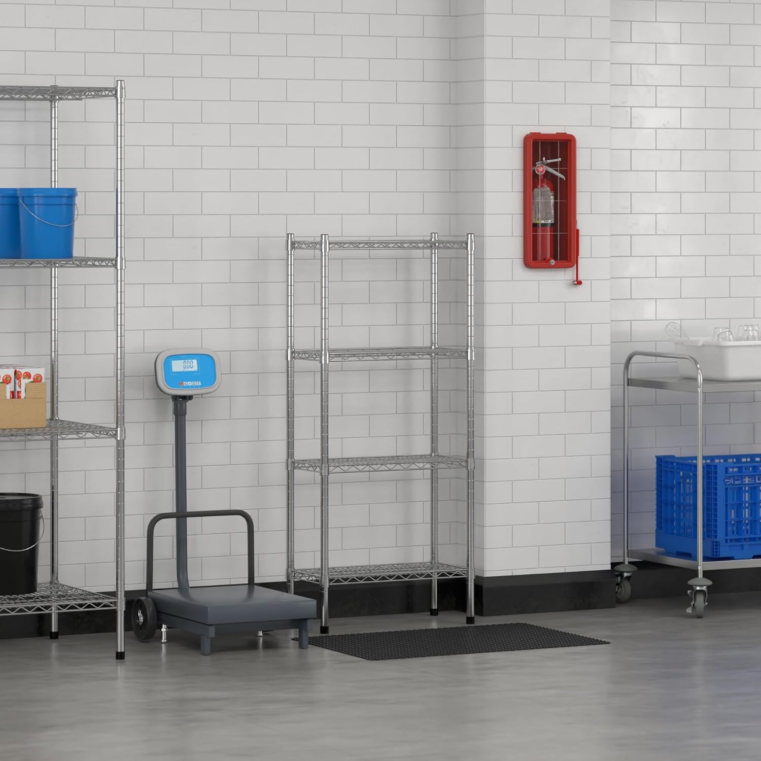 Commercial NSF Listed Chrome Stationary Wire Shelving Kit 12" x 24" x 54", with 4 Shelves Perfect for Warehouse, Walk-in Refrigerator, Freezer, Grocery Store, Restaurant, Dishroom