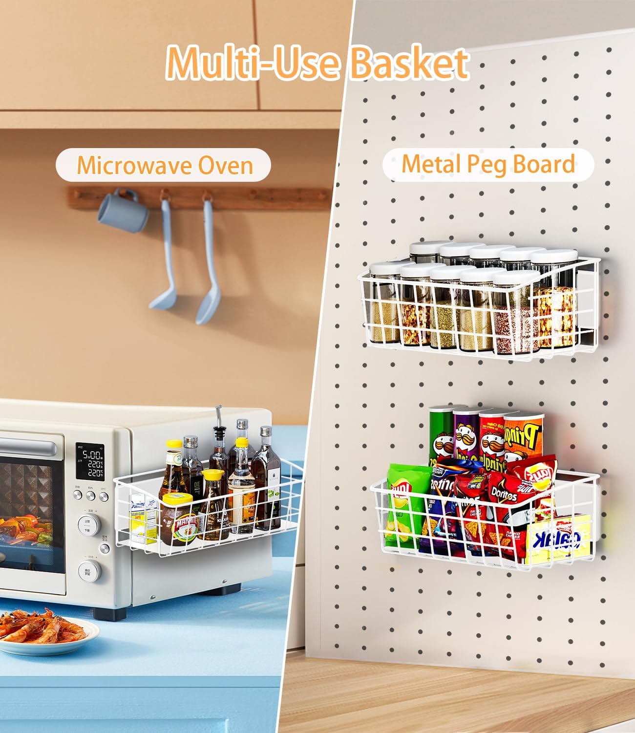 1-Pack Magnetic Spice Rack for Refrigerator, Versatile Magnetic Shelf Organizer with 1 Hooks for Kitchen Storage, Large Capacity Spice Rack for Fridge, Oven, or Cabinet - White