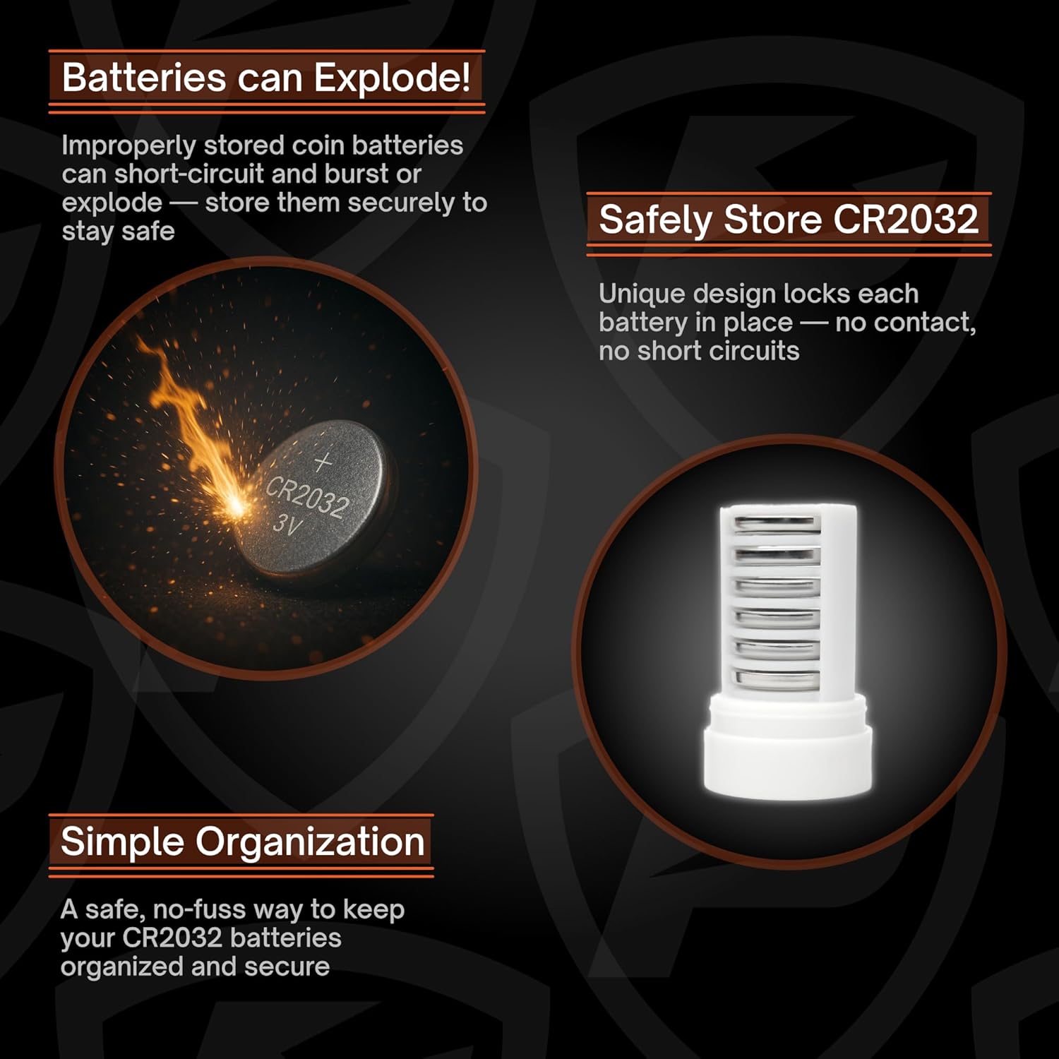 Slimline Coin CR2032 Battery Case, soft durable material - Pack of 2 (Holds 6 Batteries)