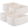 4 Pack Small Storage Shelf Baskets for Organizing, Mini Woven Rope Storage Bins for Towels, Cute Decorative Closet Organizer，Baby Nursery, Gift Empty Baskets -11.81''Lx7.87''Wx4.72''H-White