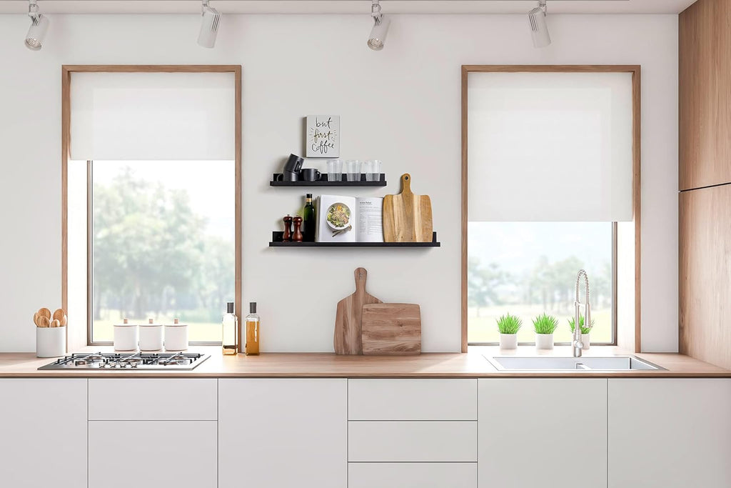 Infinite Design 48 Inch Modern Floating Metal Wall Shelf - 1 Shelf, Black, Heavy Duty, Powder Coated, Wall Mount, Kitchen, Bedroom, Office, Living Room