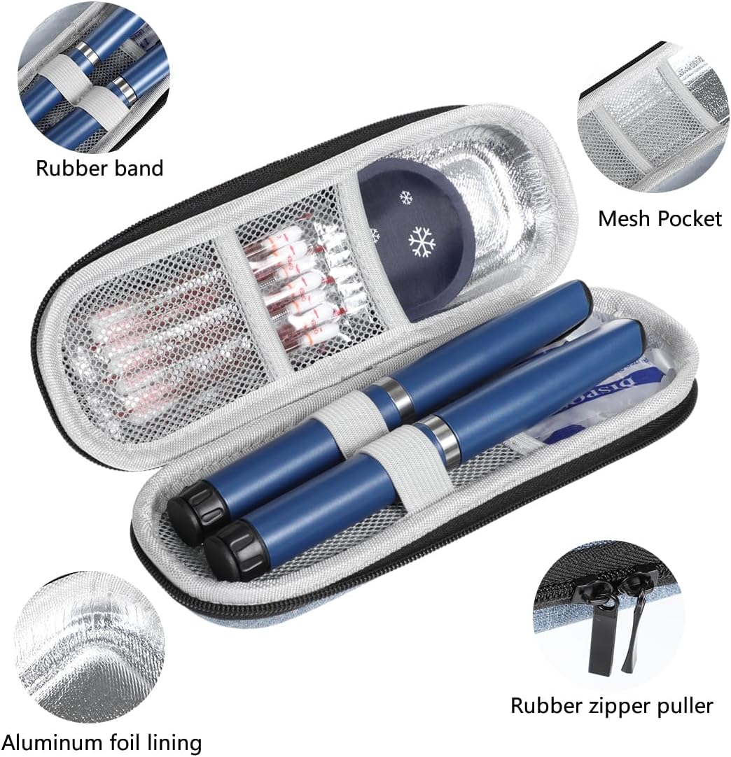 Insulin Cooler Travel Case Medication Diabetic Cooler for Travel with 1 Ice Packs Insulated Organizer for Insulins Pens and Other Diabetic Supplies