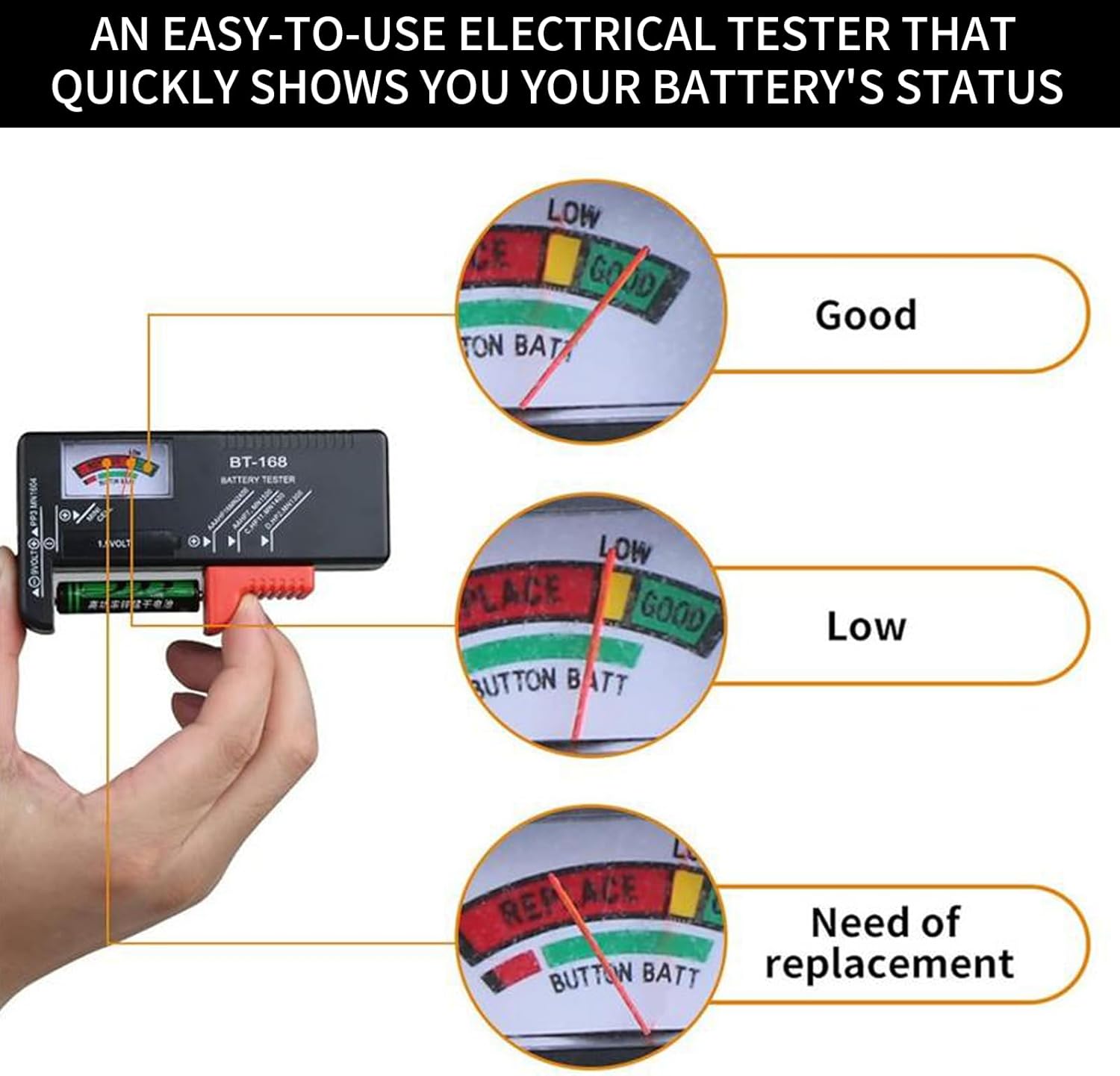 Battery Organizer Storage Box with Tester, Clear Lid Battery Organizer Storage Case, Holder Battery Carrying Case（Batteries are Not Included）