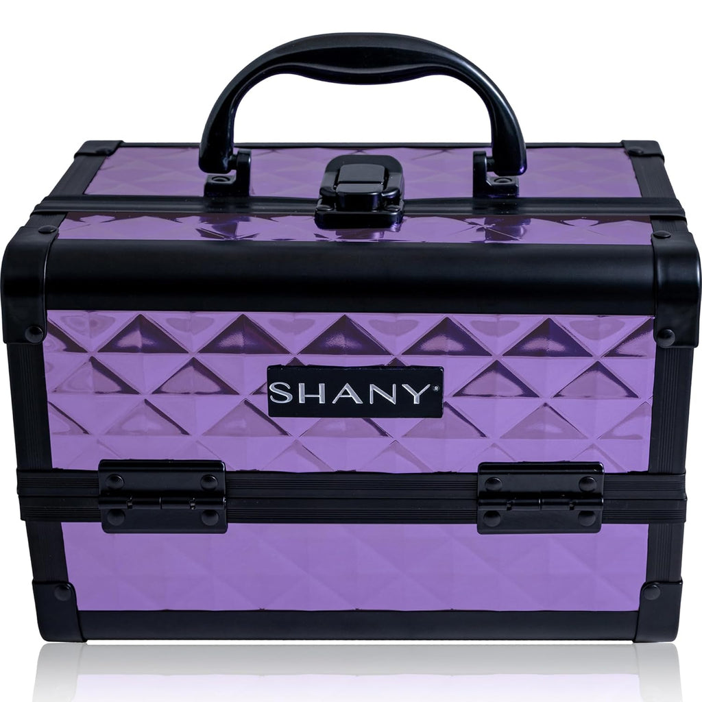 SHANY Chic Makeup Train Case Cosmetic Box Portable Makeup Case Cosmetics Beauty Organizer Jewelry storage with Locks, Multi trays Makeup Storage Box with Makeup Mirror - Lavender