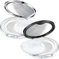 Cunhill 2 Pcs Loose Powder Container with Puff 0.17/0.7 oz Reusable Plastic Portable DIY Makeup Empty Powder Case with Mirror and Net Sifter(Silver, Black)