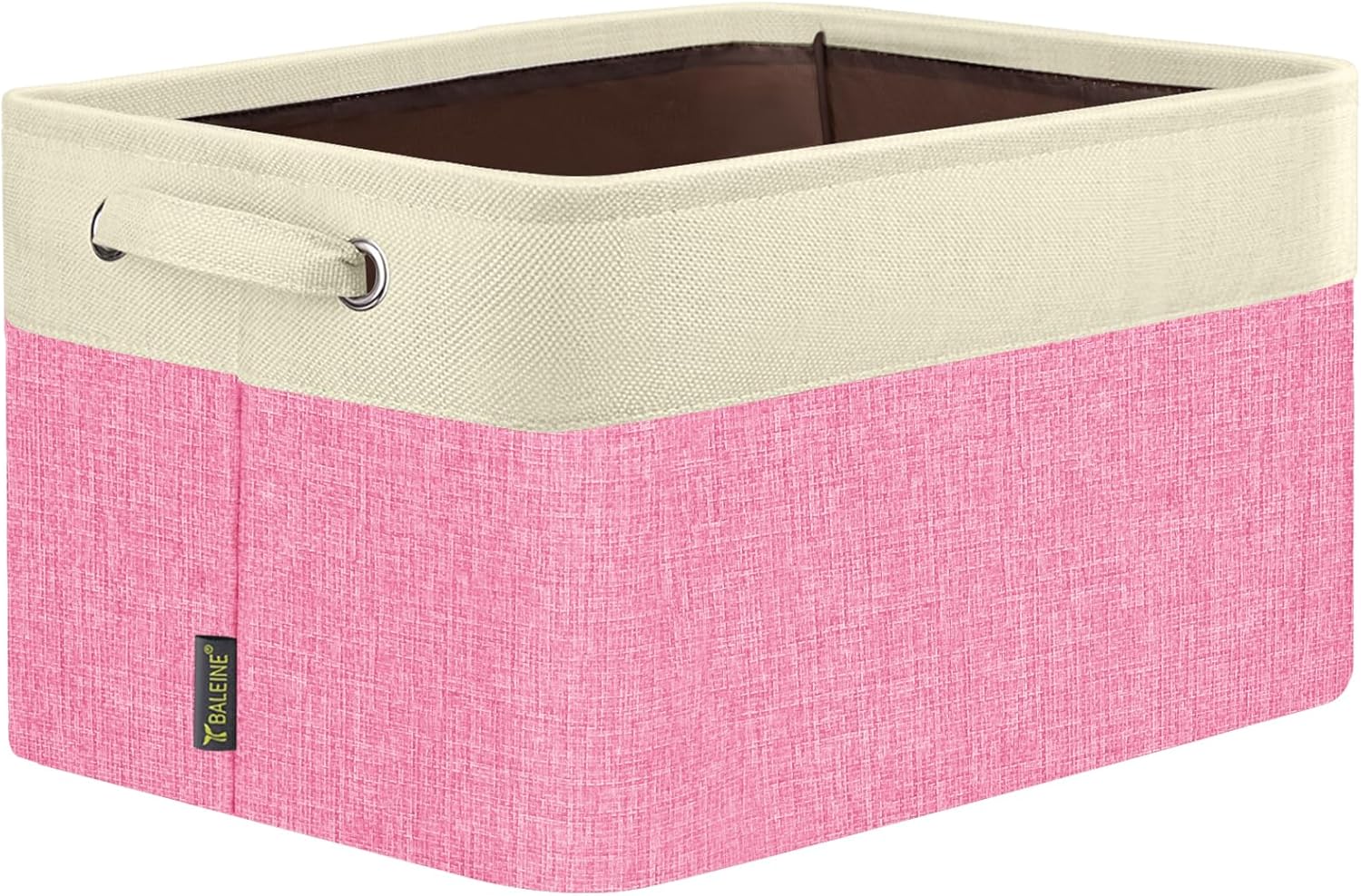 BALEINE 1 Pack Fabric Storage Bins for Shelves, Linen Storage Baskets for Organizing, Decorative Closet Bins for Clothes, Home (Pink, 14''x10''x8.5')