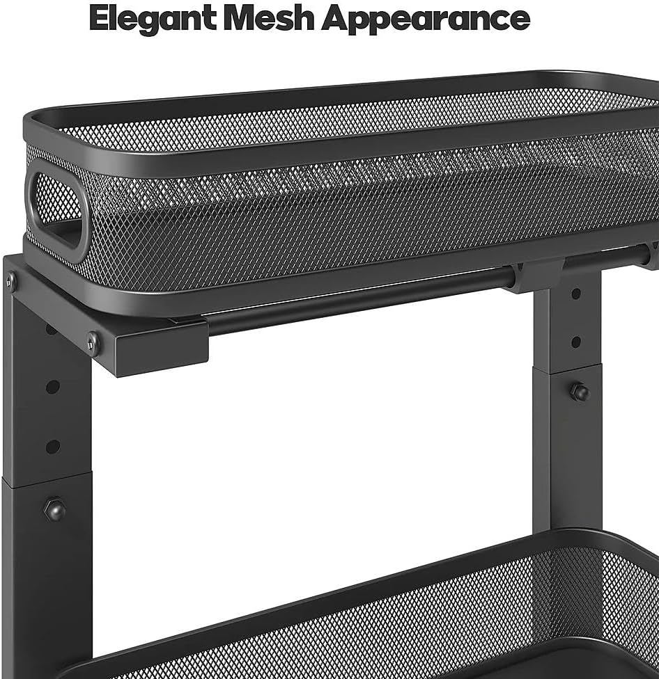 1 Pack 15.7IN-Depth Under Sink Organizer With Smooth Cylindrical Rail,2-Tier Pull Out Multi-Purpose Cabinet Storage for Bathroom&Kitchen,Height Adjustable,Rust-resistant Coating-Black