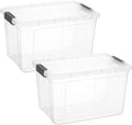 Superio Clear Storage Boxes with Lids, 26.5 Quart Plastic Container Bins for Organizing, Stackable Crates, BPA Free, Non Toxic, Odor Free, Organizers for Home, Office, School, and Dorm