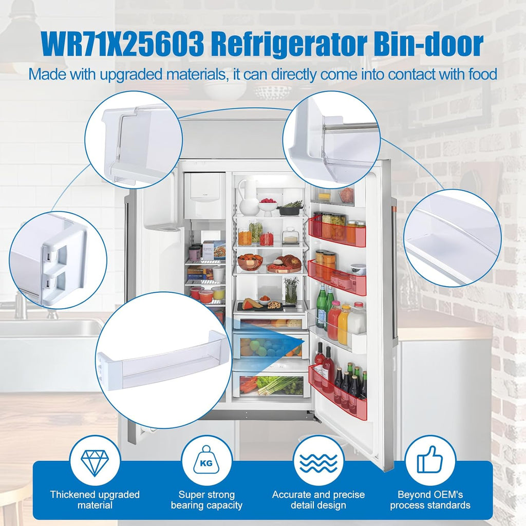 WR71X25603 Bin-Door Compatible with General Electric Monogram. WR71X25603 Refrigerator Door Bin Replace AP5986500 WR71X10428 4362260 PS11726970 945735 AH651975 EA651975 PS658