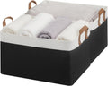 StorageWorks Storage Bins, Fabric Storage Bins for Shelves, Extra Large Storage Baskets with Metal Frame, Closet Baskets and Bins with Handles, Jumbo, Black and White, 2-Pack